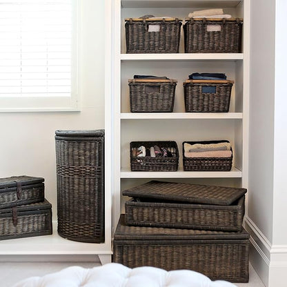 The Basket Lady Pole Handle Wicker Storage Basket, 18 in L x 14.5 in W x 9 in H - Image 5