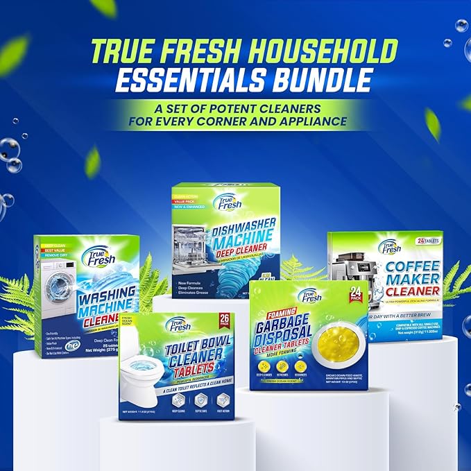 True Fresh Garbage Disposal Cleaner – 24-Pack Foaming Sink and Drain Deodorizer Tablets, Powerful Cleaning Solution for Odor Removal and Maintenance – Works with All Disposals