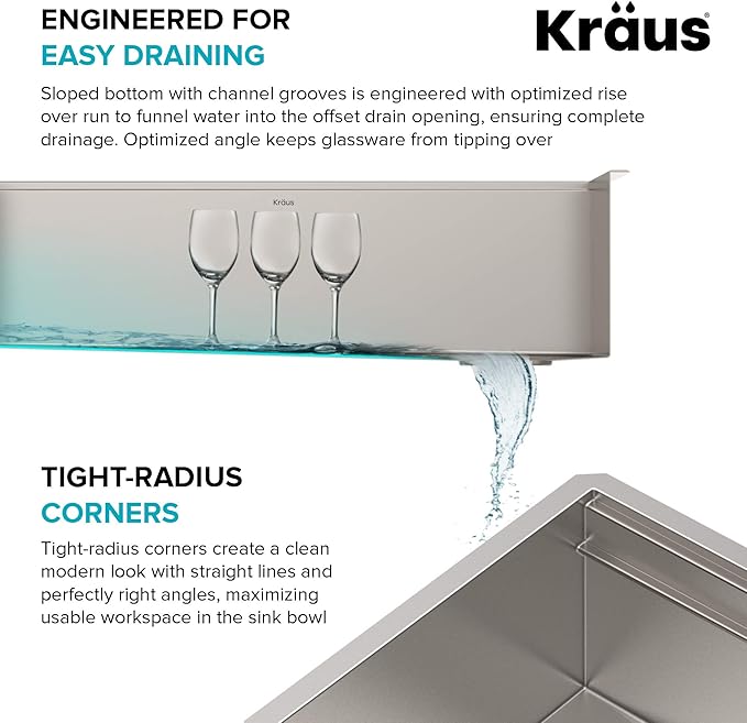 KRAUS Kore 57-inch Undermount Workstation 16 Gauge Single Bowl Stainless Steel Kitchen Sink with 10 Accessories, KWU210-57