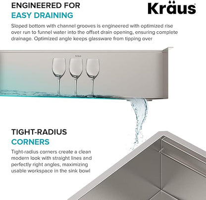 KRAUS Kore 57-inch Undermount Workstation 16 Gauge Single Bowl Stainless Steel Kitchen Sink with 10 Accessories, KWU210-57