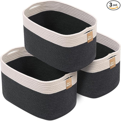 CHAT BLANC Cotton Rope Baskets for Organizing | Storage Baskets for Shelves | by CHATBLANC