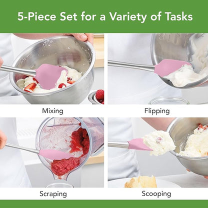 Tovolo Stainless Steel Handled Silicone Spatula Set of 5 Pink Sorbet, - Image 2