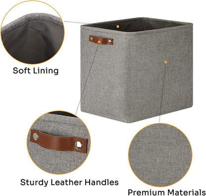DULLEMELO Grey Storage Baskets 2 Pack Extra Large Fabric Shelf Baskets - Image 6