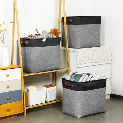 DULLEMELO Grey Storage Baskets for Organizing 3 Pack Fabric Shelf Baskets for - Image 3