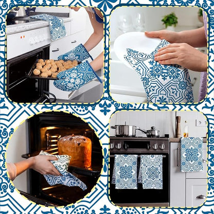 Jingmore 6 Pcs Kitchen Decor Set Accessory Farmhouse Kitchen Towels Pot Holders - Image 4