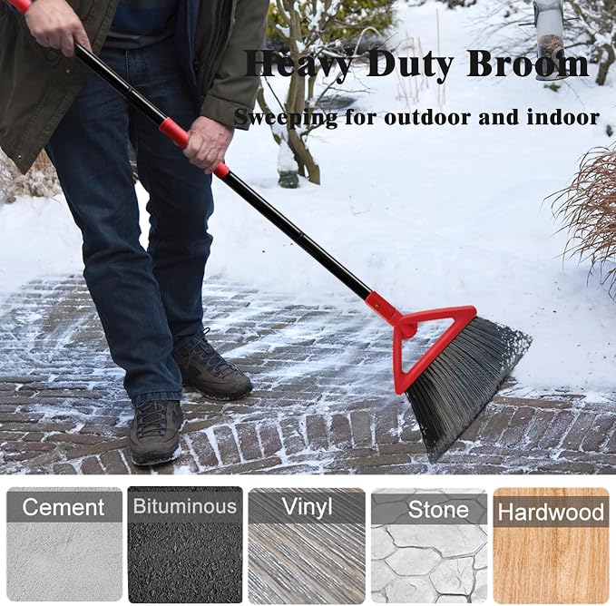 Heavy Duty Broom of Outdoor and Indoor, 4 Packs Upgraded Commercial Angle Brooms - Image 4