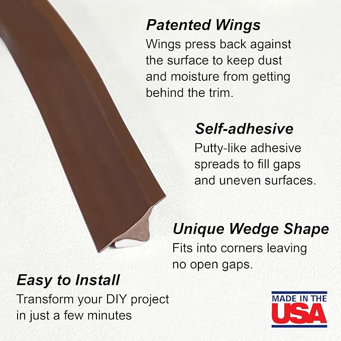 InstaTrim The Original Flexible Trim - 10ft Dark Brown 1/2" Wide Caulk Tape - - Image 2