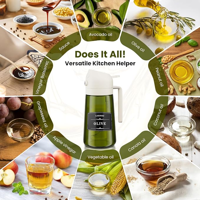 LAKUMIQI 2 in 1 Oil Sprayer for Cooking, 16oz Olive Oil Dispenser Bottle for - Image 6