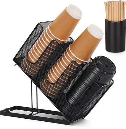 Paper Cup and Lid Holder with Straw Organizer by Cairondin