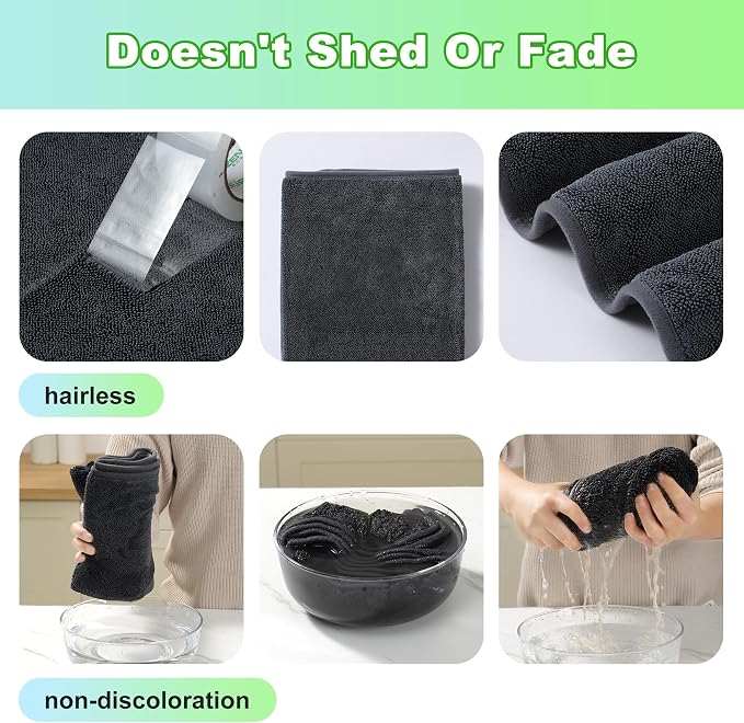 JOYMOOP Microfiber Towels for Cars, 35.4" x 23.6" Car Drying Towel, Dark Gray - Image 4