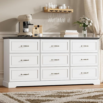 9 Drawer Dresser for Bedroom, Rustic Farmhouse Dresser by Thacuok