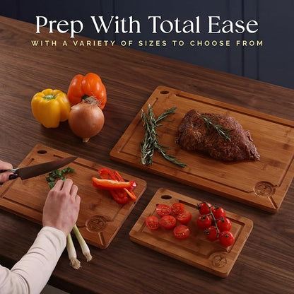 Pre-Oiled, Non Toxic 3-Piece Carbonized Bamboo Cutting Board Set, Eco-Friendly - Image 3