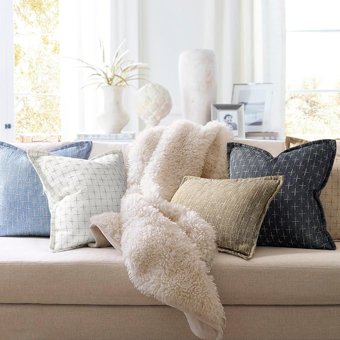 ZWJD Pillow Covers 22x22 Set of 2 Soft Polyester Textured Pillow Covers - Image 6