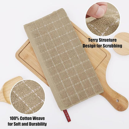 Homaxy 100% Cotton Terry Kitchen Towels, Checkered Designed, Soft and Super - Image 7