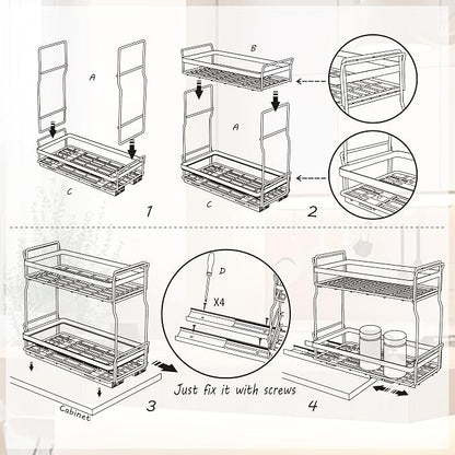 Pull Out Spice Rack Organizer for Inside Kitchen Cabinets, Heavy Duty Slide Out - Image 7