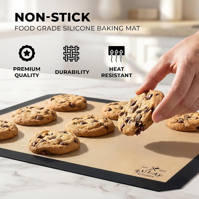 Zulay Kitchen Silicone Baking Mat 2-Pack – Reusable Nonstick Silicone Baking - Image 3