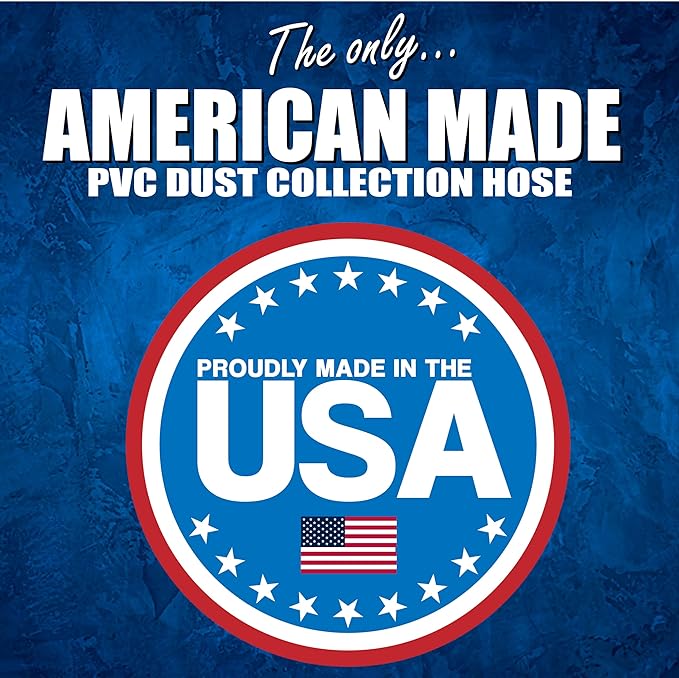 2-1/2" x 20' PVC Dust Collection Hose, Puncture Resistant, Carbon Steel Wire, Clear Flexible PVC Dust Collector Hose, Proudly Made in USA
