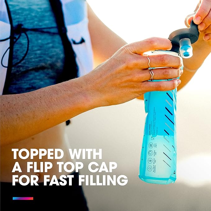 HydraPak UltraFlask Speed (500ml or 600ml) - Collapsible Soft Flask Water Bottle for Hydration Vests and Running Packs with Easy Open Cap
