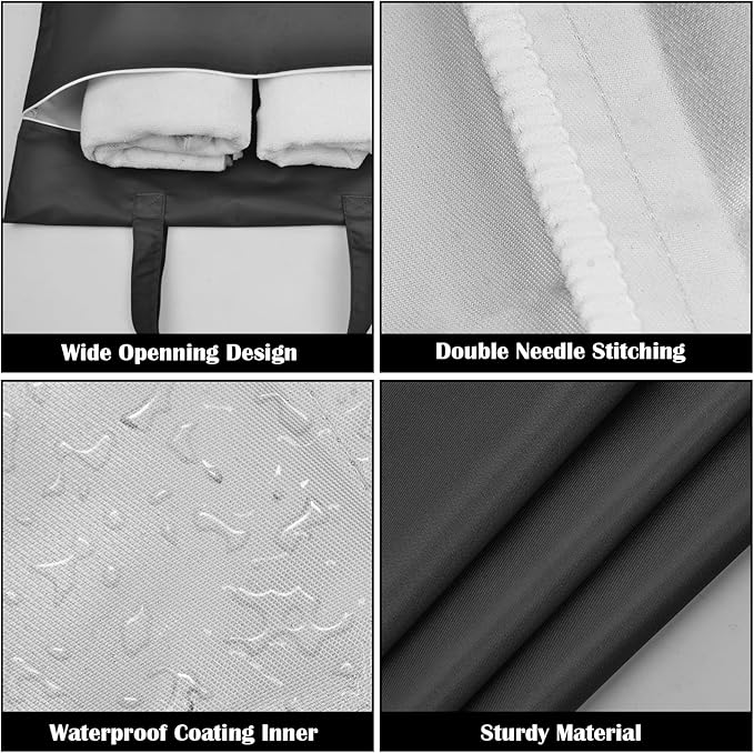 Fiodrimy 2 Pcs Large Travel Laundry Bags - Washable Waterproof Wet Clothes Bags for Gym, Swimming, Yoga & College Dorm (Black+Pink)