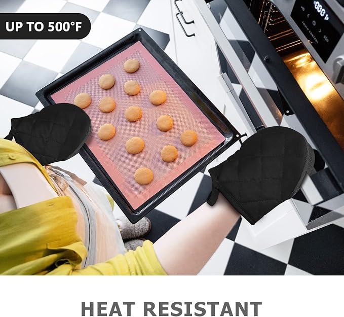 Short Oven Mitts, Heat Resistant 500°F, Silicone Grip Kitchen Gloves, Non-Slip - Image 6
