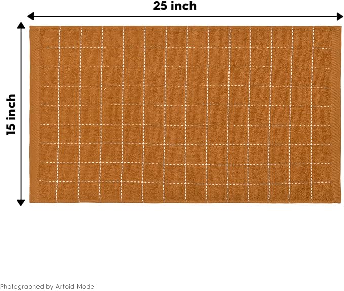 Artoid Mode Checkered Designed Cotton Caramel Orange Terry Kitchen Dish Towels - Image 7