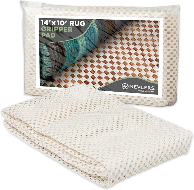 Nevlers 10'x14' White Non Slip Rug Pad | PVC Anti Skid Rug Gripper by Nevlers