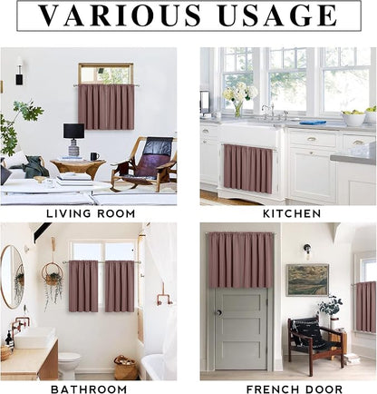 RYB HOME 45 inch Curtains for Living Room, Rod Pocket Thermal Insulated Small - Image 7