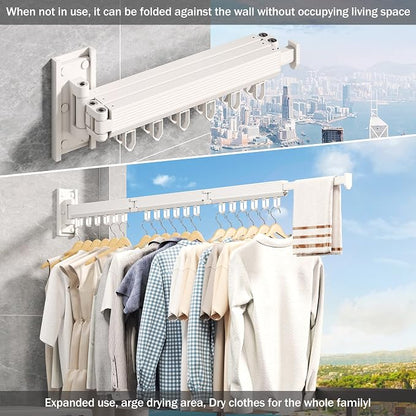 Wall Mounted Clothes Drying Rack, Retractable Laundry Rack - Image 3