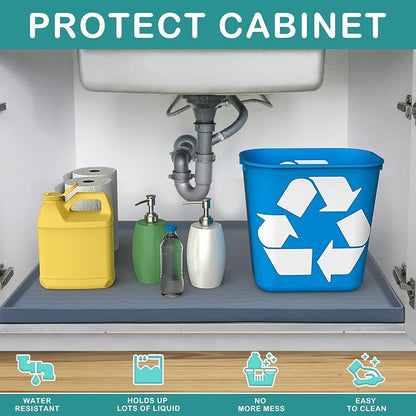 URMONA Waterproof Silicone Under Sink Mat 22'' x 22'' Shelf Liner - Image 2