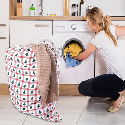 Urban Villa Laundry Bag Canvas|Dirty Clothes Travel Laundry Bag|Machine Washable|Reusable College Hostel Hamper Liner Bag for Garments Delicates Drawstring Closure 4 Pack Tree Print|Size 28X36 Inches