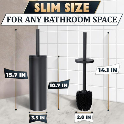 Black Toilet Brush and Holder Set - Image 2