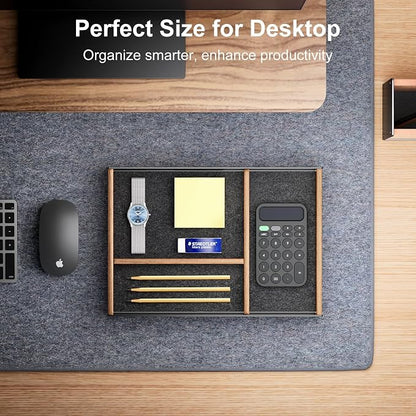 UPERGO Desk Drawer Organizer Tray, Mens Valet Made of Aluminum and Walnut - Image 3