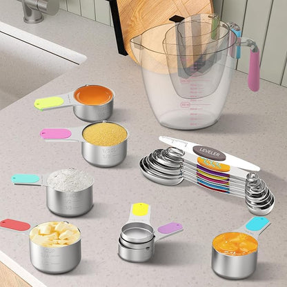 Magnetic Measuring Cups and Spoons Set, 5 Stainless Steel Measuring Cups - Image 6