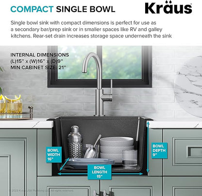 KRAUS Bellucci 18-inch Granite Workstation Drop In Top Mount Single Bowl Kitchen Sink in White with Accessories, KGTW12-18WH
