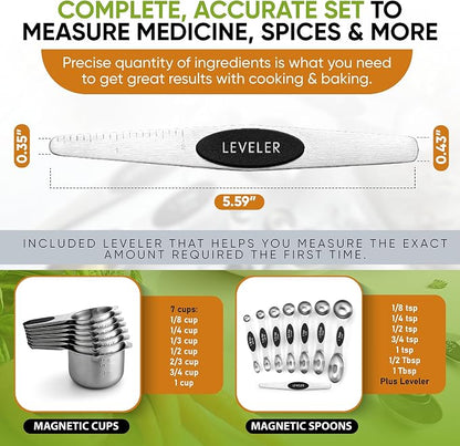 Spring Chef Magnetic Measuring Cups & Spoons Set, Strong N45 Magnets, Heavy - Image 6