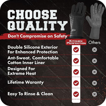 KITCHEN PERFECTION XL Silicone Smoker Oven Gloves-Extreme Heat Resistant BBQ - Image 8