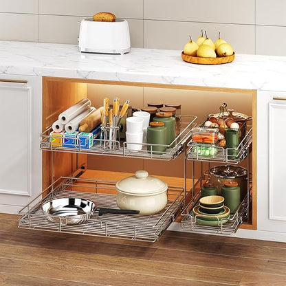 2 Tier Individual Pull Out Cabinet Organizer 31½" W x 21½" D, Heavy Duty - Image 6
