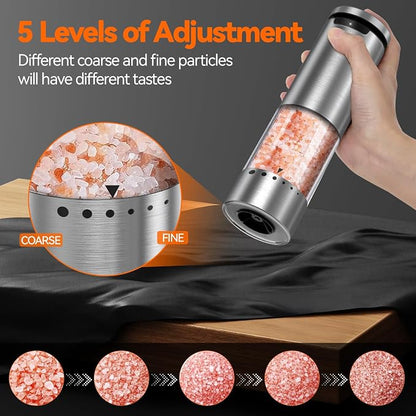 VOXON Update Electric Salt and Pepper Grinder Set Rechargeable Stainless Steel - Image 4