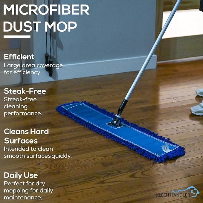 Kleen Handler 18 inch Microfiber Dust Mop | Small Washable Commercial Mop Head Replacement, Pack of 3