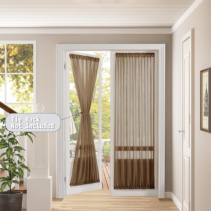 Tollpiz Sheer Door Curtain Closet Linen Textured Curtain Sheers Doorway Light - Image 2