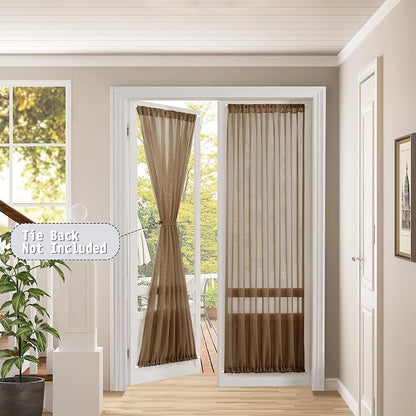 Tollpiz Sheer Door Curtain Closet Linen Textured Curtains Sheer Doorway Light - Image 2