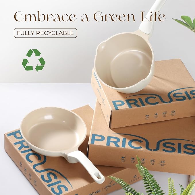 PRICUSIS Nonstick Ceramic Frying Pan, 8/10 Inch Skillet - Image 9