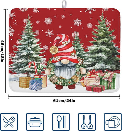Christmas Dish Drying Mat for Kitchen Counter, Merry Christmas Dish Drying Mat - Image 2