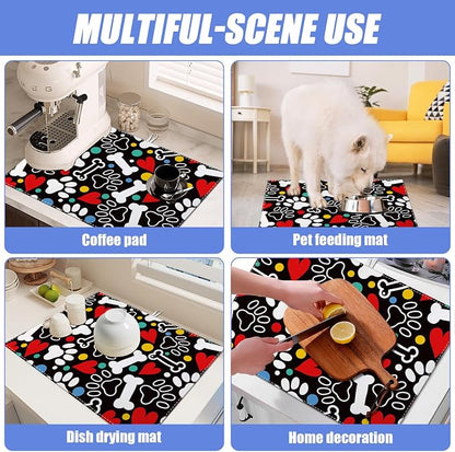 Dog Paw Bone Dish Drying Mat for Kitchen Counter Drying Pad Absorbent - Image 7