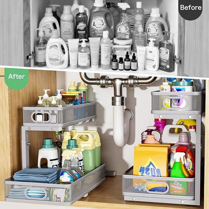 Under Sink Organizer, High Adjustable 2 Tier Under Sink Organizers and Storage - Image 3