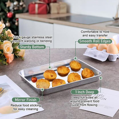 Homikit Toaster Oven Pan with Rack Set, 9 x 7 Inch Stainless Steel Small Cookie - Image 3