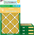 Filterbuy 20x30x2 Air Filter MERV 11 (MPR 1200) Allergen Defense Replacement (4-Pack), Electrostatic Pleated HVAC AC Furnace Filters, Made in USA (Actual Size: 19.75 x 29.75 x 1.75)