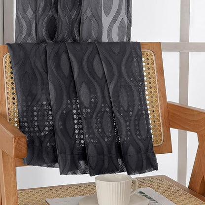 Aiyufeng Black Sheer Curtains Tiers 36 Inch Length 2 Panels Set, Airy - Image 7