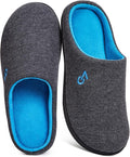 VeraCosy Men's Two-Tone Memory Foam House Slippers Indoor Outdoor Durable Rubber Sole