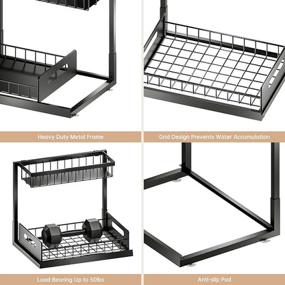 VUSIGN Under Sink Organizers Storage, 2 Tier Under Cabinet Organizer Shelf - Image 7